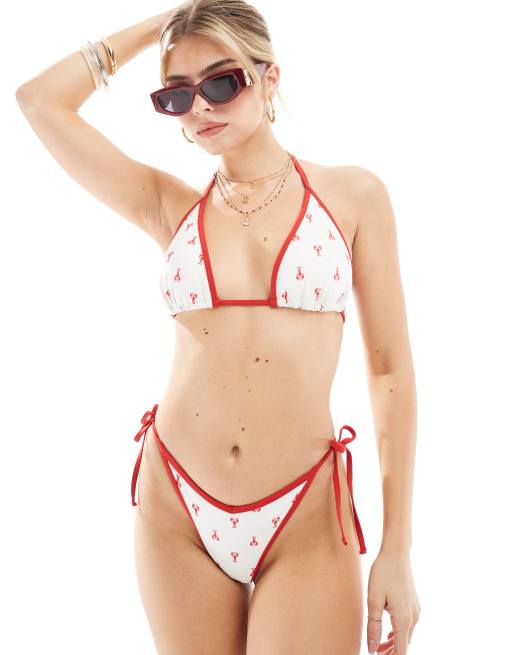 Hollister - Swimwear - Top bikini a triangolo con stampa di aragoste in coordinato