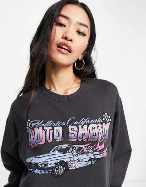 Hollister – Szara bluza dresowa z graficznym nadrukiem