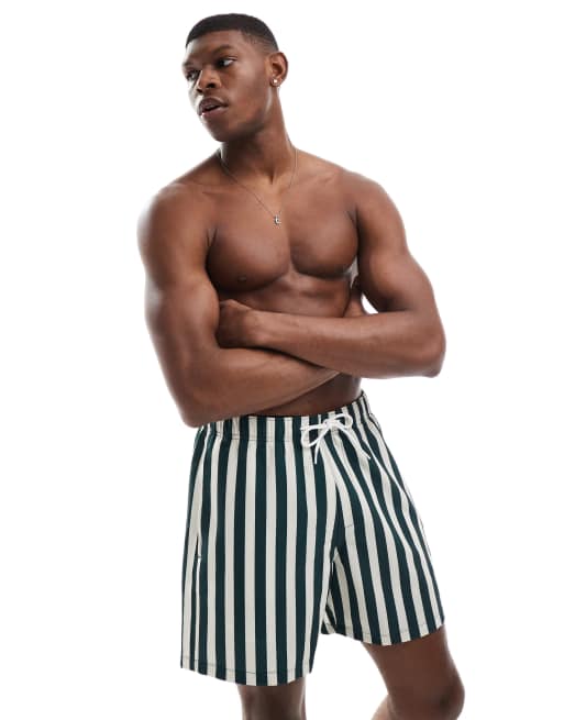 Hollister – Szorty kąpielowe w zielone paski z logo