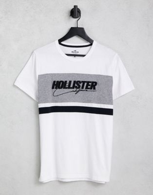 Homme Hollister - T-shirt à empiècement logo sur la poitrine - Blanc