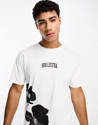 Hollister central logo floral print t-shirt in white - ASOS Price Checker