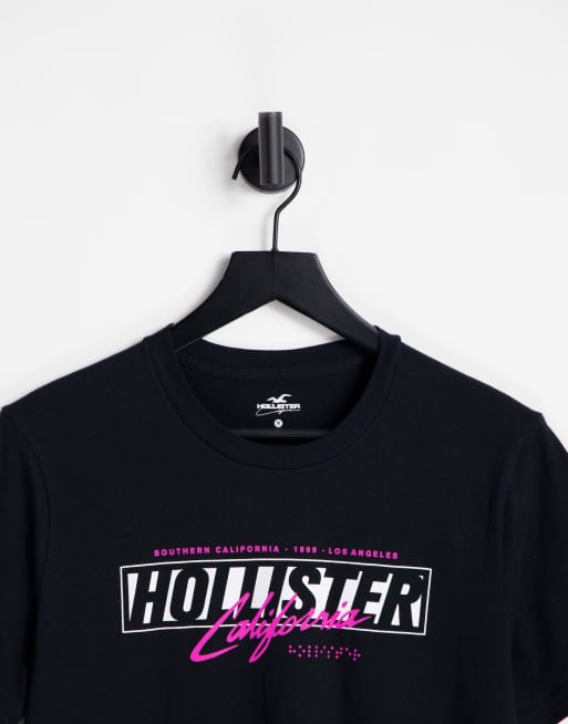 Hollister - T-shirt à imprimé logo fluo au dos - Noir, 4 de 4