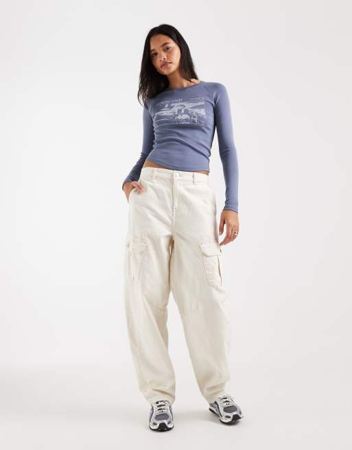 Hollister T-shirt aderente a maniche lunghe grafica blu, 2 di 4