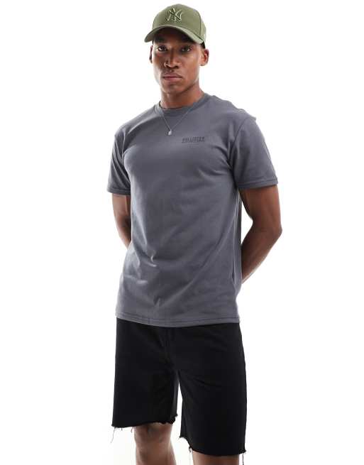 Hollister – T-Shirt aus kühlendem Material in Anthrazit mit lockerem Schnitt und kleinem Logo