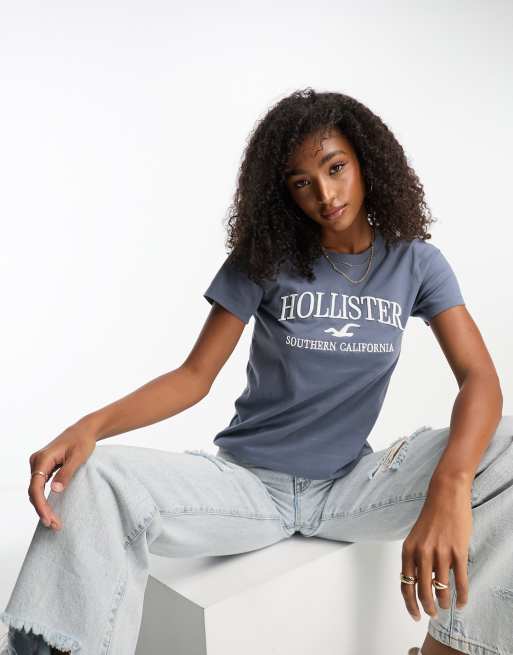 Hollister T shirt avec logo sur la poitrine Bleu ASOS