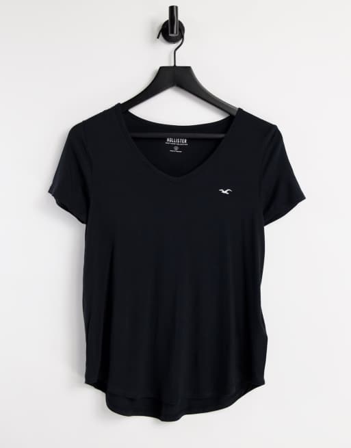 Hollister - T-shirt basic girocollo nera