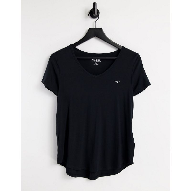 Hollister - T-shirt basic girocollo nera