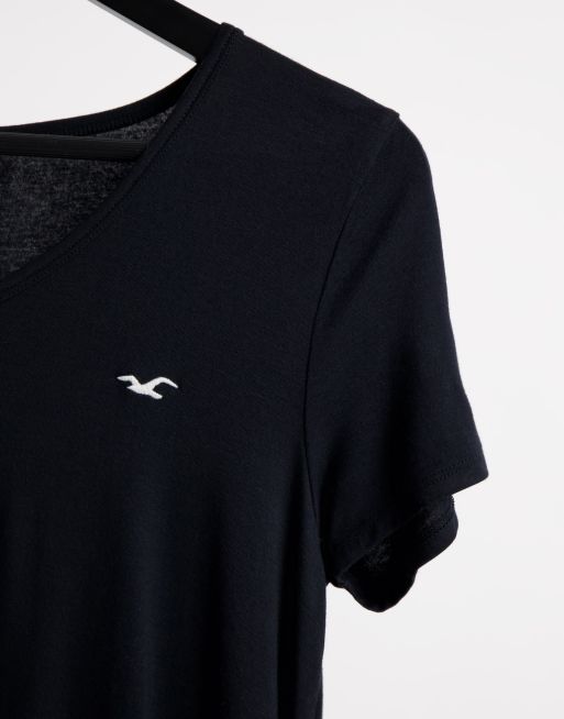 Hollister - T-shirt basic girocollo nera, 3 di 4