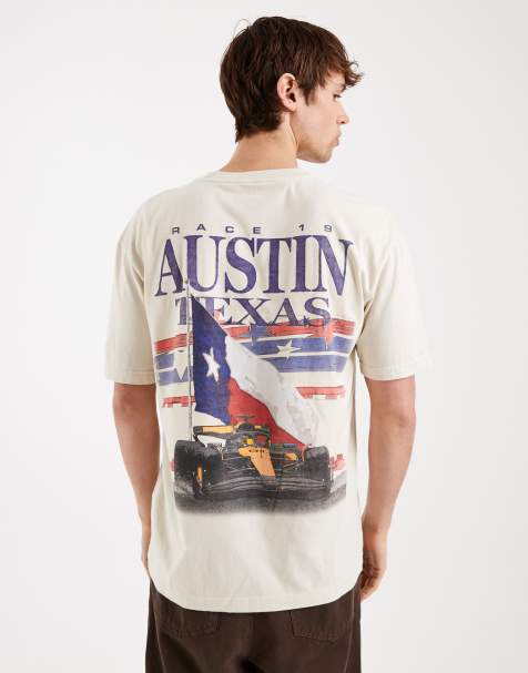 Hollister - T-shirt bianca squadrata a maniche corte con stampa F1 Austin - view 1