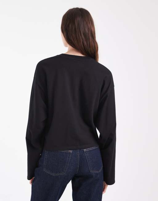 Hollister t-shirt boxy a maniche lunghe nera, 2 di 4