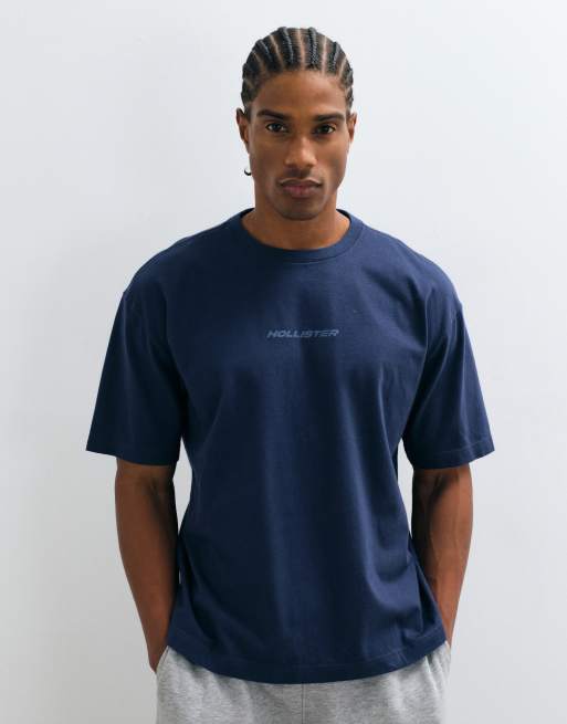 Hollister T-shirt boxy pesante blu navy, 3 di 5