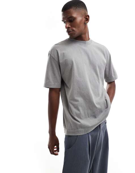 Hollister - T-shirt coupe carrée à manches courtes - Gris - view 1