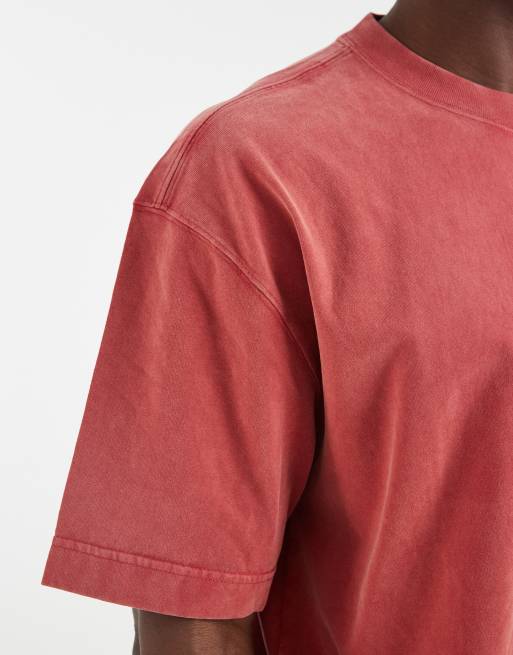 Hollister - T-shirt coupe carrée - Rouge délavé, 2 de 5