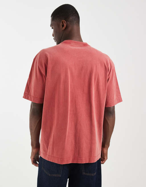 Hollister - T-shirt coupe carrée - Rouge délavé, 3 de 5