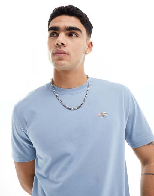 Hollister T shirt decontracte a logo brode Bleu ASOS