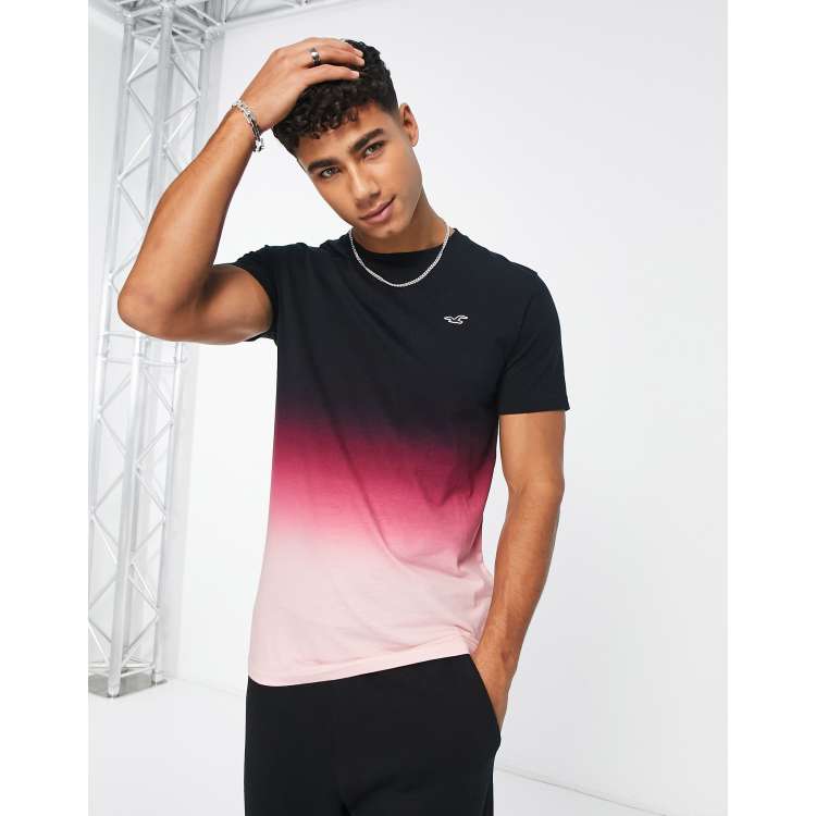 Hollister T shirt effet d grad ourlet arrondi et logo Noir