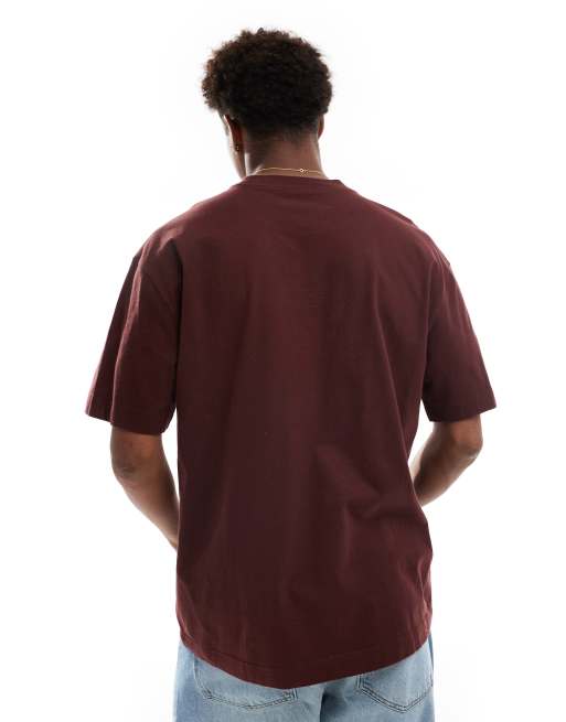Hollister T shirt epais coupe carree avec logo multicolore Marron