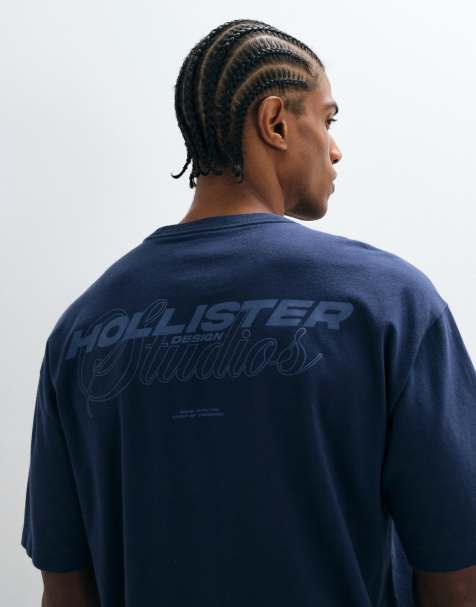 Hollister t-shirt épais coupe carrée bleu marine - view 1