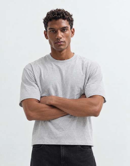 Hollister t-shirt épais coupe carrée gris chiné, 7 de 9
