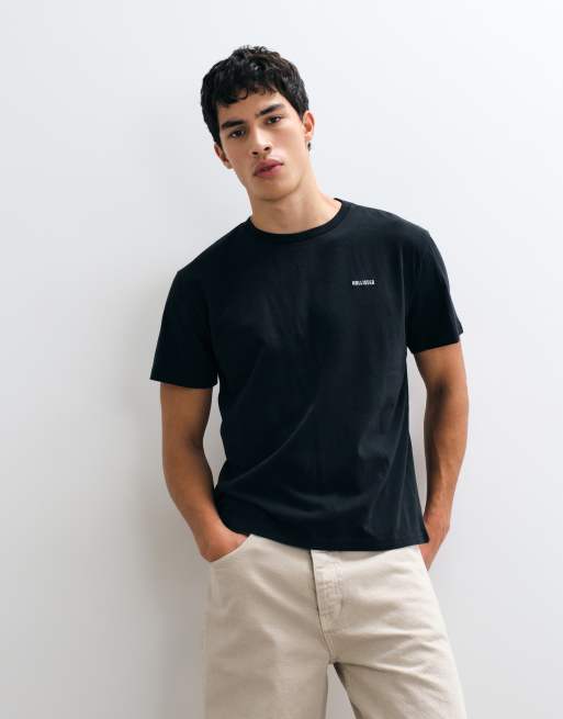 Hollister t-shirt épais coupe décontractée en noir délavé, 1 de 5