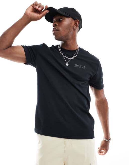 Hollister - T-shirt fresca vestibilità comoda nera con logo micro