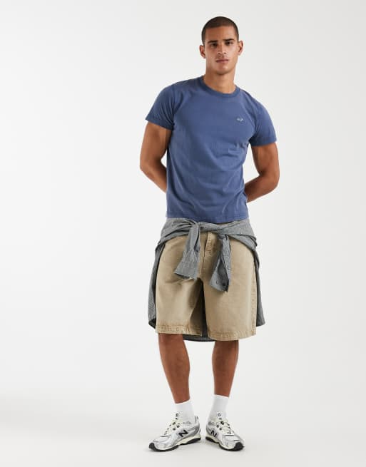 Hollister - T-shirt girocollo slim blu navy con logo, 2 di 5