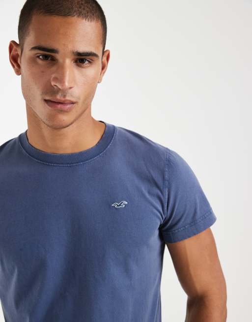 Hollister - T-shirt girocollo slim blu navy con logo, 3 di 5