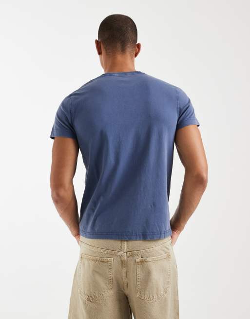 Hollister - T-shirt girocollo slim blu navy con logo, 4 di 5