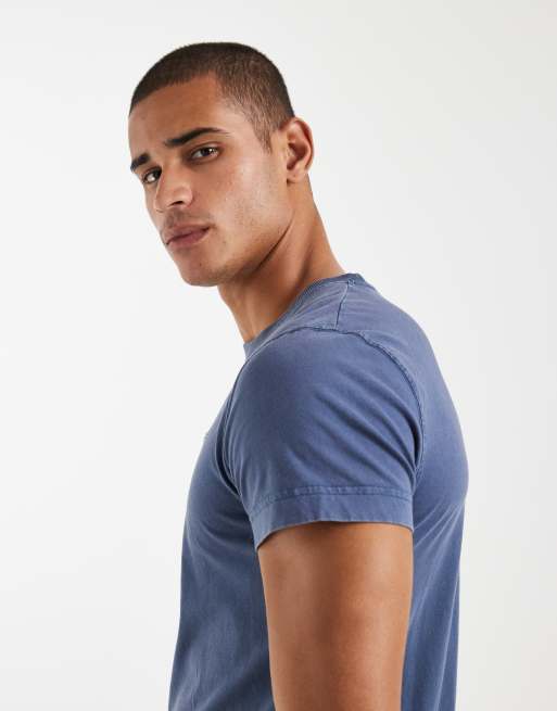 Hollister - T-shirt girocollo slim blu navy con logo, 5 di 5