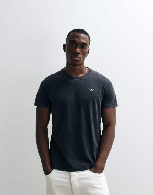 Hollister - T-shirt girocollo slim nera con logo, 5 di 5