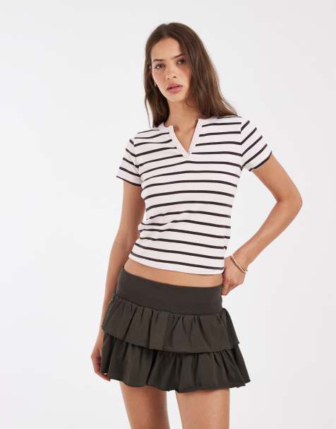 Hollister T-shirt henley z krótkim rękawem w różowe paski - view 1