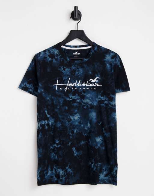 Hollister Co. TIE DYE PRINT - Print T-shirt - white/black/black - Zalando.de