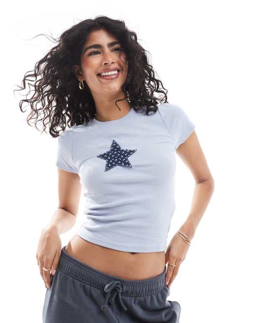 Hollister – T-Shirt in Blau mit Motif
