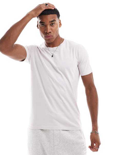 Hollister – T-Shirt in Fliedergrau mit Markenlogo - view 1