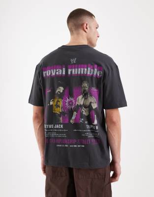 T-Shirt in Grau mit „Royal Rumble"-Grafikprint Grau M