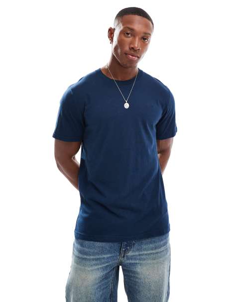 Hollister – T-Shirt in Marineblau mit Markenlogo - view 1