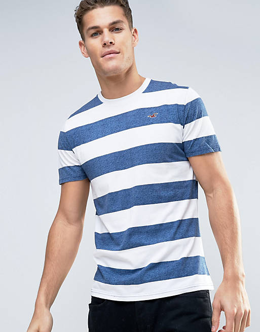 Hollister T-Shirt in Navy/White Stripe