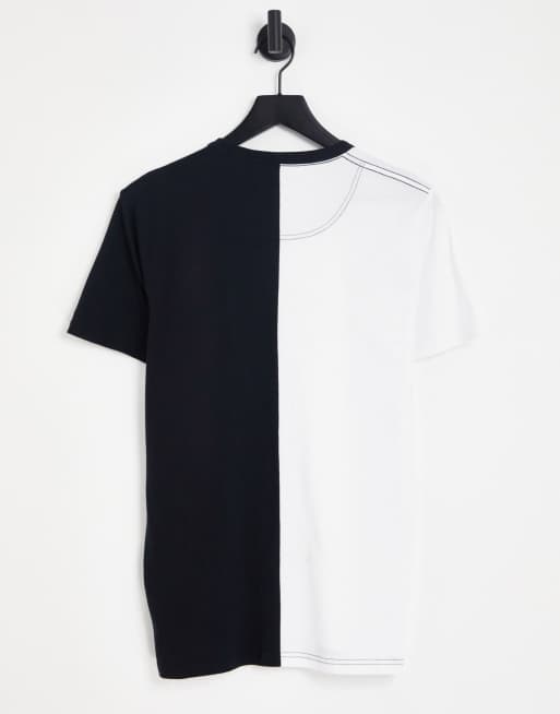 Hollister T Shirt in WeiB Schwarz mit breitem Saum und Logo ASOS