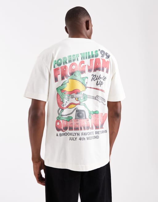 Hollister - T-shirt manches courtes baggy à motif - Blanc