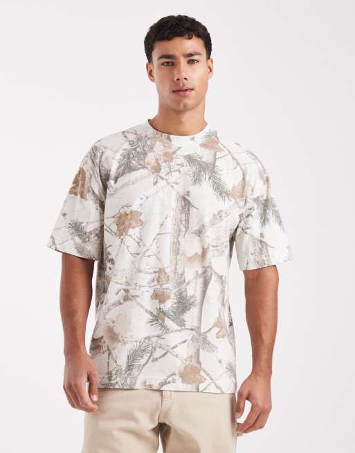 Hollister - T-shirt med firkantet pasform og abstrakt camouflageprint
