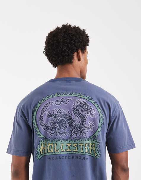 Hollister - T-shirt met grafische New York-print op de achterkant in donkerblauw - view 1