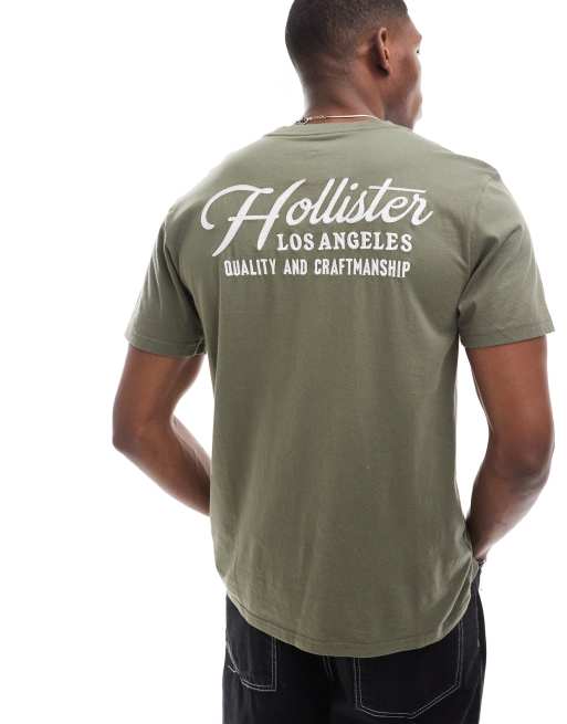 Hollister - T-shirt met print op de achterkant in olijfgroen