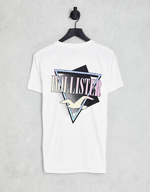 Hollister - T-shirt met retro logo in wit