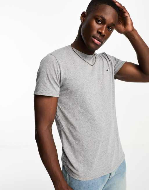 Hollister - T-shirt met ronde hals en zeemeeuwlogo in grijs