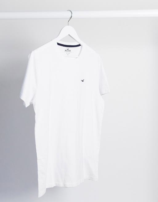 Hollister - T-shirt met ronde hals en zeemeeuwlogo in wit