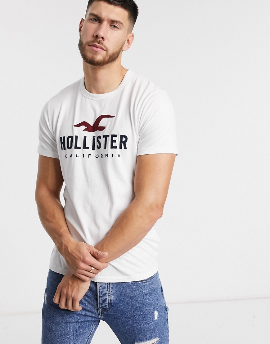 Hollister - T-shirt met tech-logo en ronde hals in wit