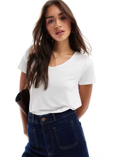 Hollister - T-shirt met V-hals in wit