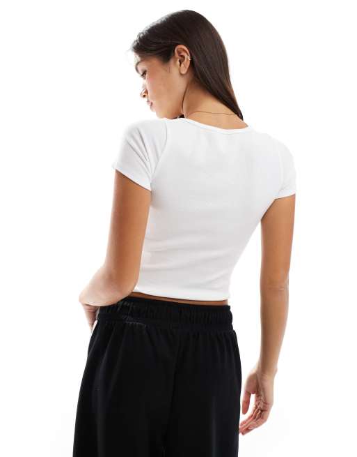 Hollister - T-shirt met vierkante hals in wit, 2 van 4