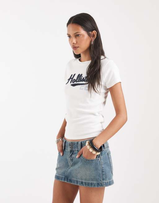 Hollister - T-shirt mini bianca con logo sul davanti, 3 di 4