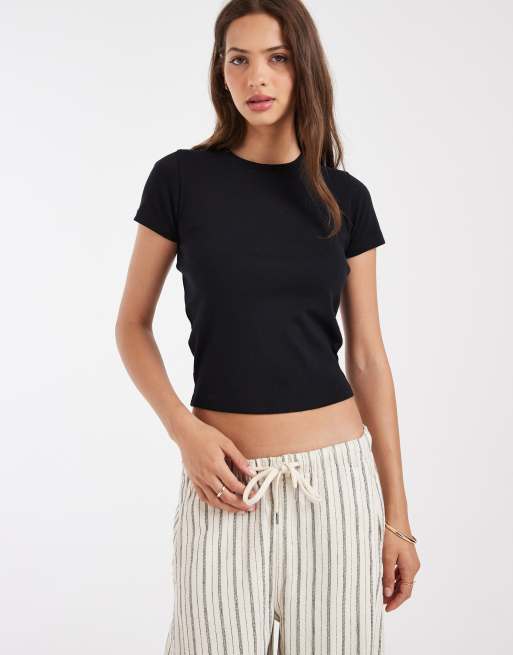 Hollister - T-shirt mini blu navy a coste, 2 di 4